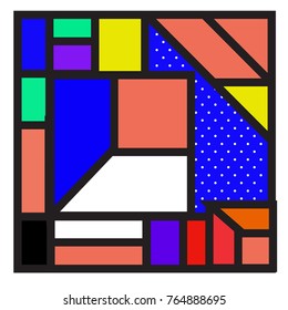 Trendy geometric elements memphis greeting cards design. Retro style texture, pattern and elements. Modern abstract design poster and cover template