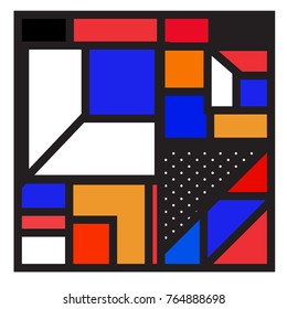 Trendy geometric elements memphis greeting cards design. Retro style texture, pattern and elements. Modern abstract design poster and cover template