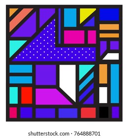 Trendy geometric elements memphis greeting cards design. Retro style texture, pattern and elements. Modern abstract design poster and cover template