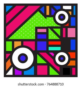 Trendy geometric elements memphis greeting cards design. Retro style texture, pattern and elements. Modern abstract design poster and cover template