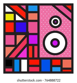 Trendy geometric elements memphis greeting cards design. Retro style texture, pattern and elements. Modern abstract design poster and cover template