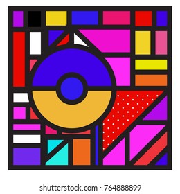 Trendy geometric elements memphis greeting cards design. Retro style texture, pattern and elements. Modern abstract design poster and cover template