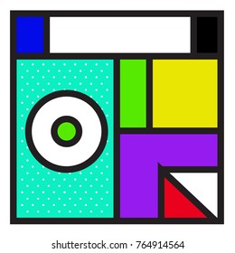 Trendy geometric elements memphis greeting cards design. Retro style texture, pattern and elements. Modern abstract design poster and cover template