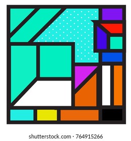 Trendy geometric elements memphis greeting cards design. Retro style texture, pattern and elements. Modern abstract design poster and cover template