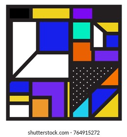 Trendy geometric elements memphis greeting cards design. Retro style texture, pattern and elements. Modern abstract design poster and cover template