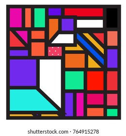 Trendy geometric elements memphis greeting cards design. Retro style texture, pattern and elements. Modern abstract design poster and cover template