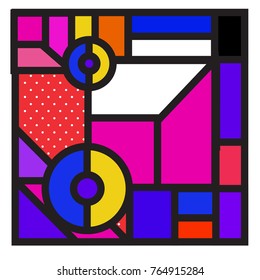 Trendy geometric elements memphis greeting cards design. Retro style texture, pattern and elements. Modern abstract design poster and cover template