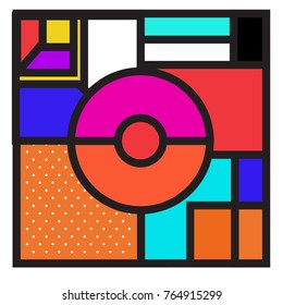 Trendy geometric elements memphis greeting cards design. Retro style texture, pattern and elements. Modern abstract design poster and cover template