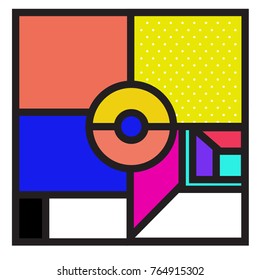Trendy geometric elements memphis greeting cards design. Retro style texture, pattern and elements. Modern abstract design poster and cover template