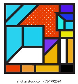 Trendy geometric elements memphis greeting cards design. Retro style texture, pattern and elements. Modern abstract design poster and cover template