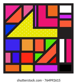 Trendy geometric elements memphis greeting cards design. Retro style texture, pattern and elements. Modern abstract design poster and cover template