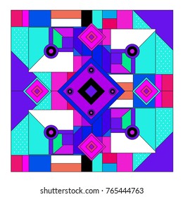 Trendy geometric elements memphis greeting cards design. Retro style texture, pattern and elements. Modern abstract design poster and cover template
