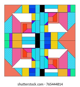 Trendy geometric elements memphis greeting cards design. Retro style texture, pattern and elements. Modern abstract design poster and cover template