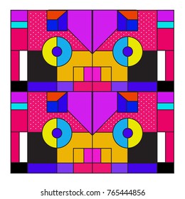 Trendy geometric elements memphis greeting cards design. Retro style texture, pattern and elements. Modern abstract design poster and cover template