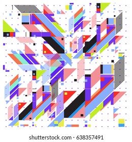 Trendy geometric elements memphis pattern. Retro style texture and elements. Modern abstract design poster and cover  template
