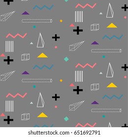 Trendy Geometric Elements Memphis Pattern.