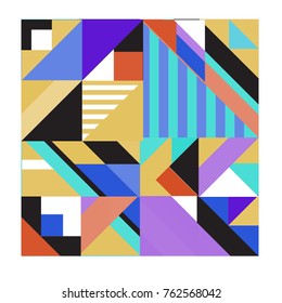 Trendy geometric elements memphis pattern. Retro style texture, pattern and elements. Modern abstract design poster and cover template from Borneo Indonesian culture