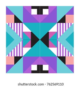 Trendy geometric elements memphis pattern. Retro style texture, pattern and elements. Modern abstract design poster and cover template from Borneo Indonesian culture
