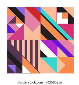 Trendy geometric elements memphis pattern. Retro style texture, pattern and elements. Modern abstract design from Borneo Indonesian culture