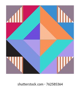 Trendy geometric elements memphis pattern. Retro style texture, pattern and elements. Modern abstract design from Borneo Indonesian culture