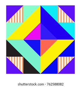 Trendy geometric elements memphis pattern. Retro style texture, pattern and elements. Modern abstract design from Borneo Indonesian culture