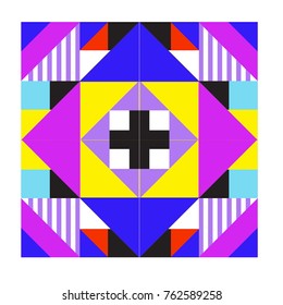 Trendy geometric elements memphis pattern. Retro style texture, pattern and elements. Modern abstract design from Borneo Indonesian culture
