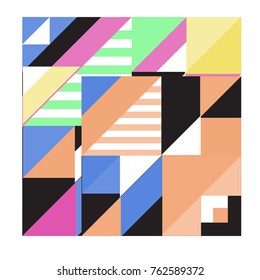 Trendy geometric elements memphis pattern. Retro style texture, pattern and elements. Modern abstract design from Borneo Indonesian culture
