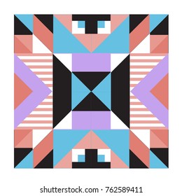 Trendy geometric elements memphis pattern. Retro style texture, pattern and elements. Modern abstract design from Borneo Indonesian culture
