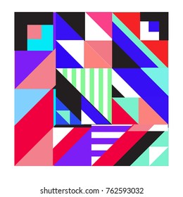 Trendy geometric elements memphis pattern. Retro style texture, pattern and elements. Modern abstract design from Borneo Indonesian culture
