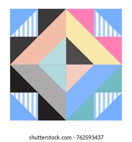 Trendy geometric elements memphis pattern. Retro style texture, pattern and elements. Modern abstract design from Borneo Indonesian culture