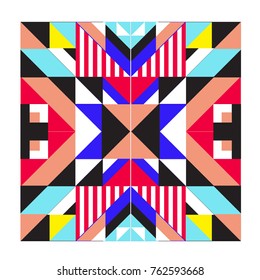 Trendy geometric elements memphis pattern. Retro style texture, pattern and elements. Modern abstract design from Borneo Indonesian culture