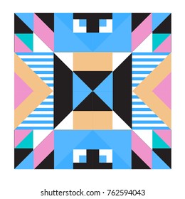 Trendy geometric elements memphis pattern. Retro style texture, pattern and elements. Modern abstract design from Borneo Indonesian culture