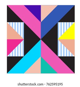 Trendy geometric elements memphis pattern. Retro style texture, pattern and elements. Modern abstract design from Borneo Indonesian culture
