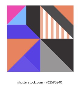 Trendy geometric elements memphis pattern. Retro style texture, pattern and elements. Modern abstract design from Borneo Indonesian culture