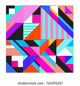 Trendy geometric elements memphis pattern. Retro style texture, pattern and elements. Modern abstract design from Borneo Indonesian culture