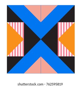 Trendy geometric elements memphis pattern. Retro style texture, pattern and elements. Modern abstract design from Borneo Indonesian culture
