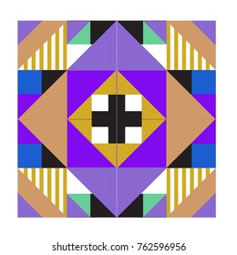 Trendy geometric elements memphis pattern. Retro style texture, pattern and elements. Modern abstract design from Borneo Indonesian culture