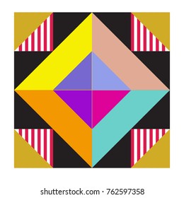 Trendy geometric elements memphis pattern. Retro style texture, pattern and elements. Modern abstract design from Borneo Indonesian culture