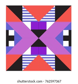 Trendy geometric elements memphis pattern. Retro style texture, pattern and elements. Modern abstract design from Borneo Indonesian culture