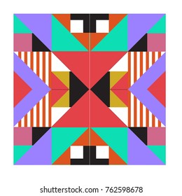 Trendy geometric elements memphis pattern. Retro style texture, pattern and elements. Modern abstract design from Borneo Indonesian culture