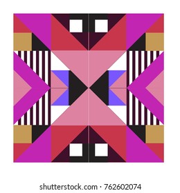 Trendy geometric elements memphis pattern. Retro style texture, pattern and elements. Modern abstract design from Borneo Indonesian culture
