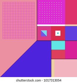 Trendy geometric elements memphis poster design. Retro style texture, pattern and elements. Modern abstract cover design template