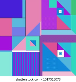 Trendy geometric elements memphis poster design. Retro style texture, pattern and elements. Modern abstract cover design template