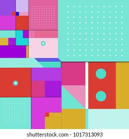 Trendy geometric elements memphis poster design. Retro style texture, pattern and elements. Modern abstract cover design template