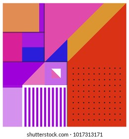Trendy geometric elements memphis poster design. Retro style texture, pattern and elements. Modern abstract cover design template