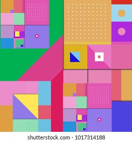 Trendy geometric elements memphis poster design with puncy pastels colors. Retro style texture, pattern and elements. Modern abstract cover design template