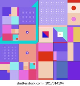 Trendy geometric elements memphis poster design with puncy pastels colors. Retro style texture, pattern and elements. Modern abstract cover design template
