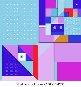 Trendy geometric elements memphis poster design with puncy pastels colors. Retro style texture, pattern and elements. Modern abstract cover design template