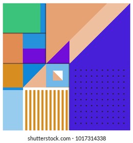 Trendy geometric elements memphis poster design with puncy pastels colors. Retro style texture, pattern and elements. Modern abstract cover design template