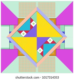 Trendy geometric elements memphis poster design with puncy pastels colors. Retro style texture, pattern and elements. Modern abstract cover design template